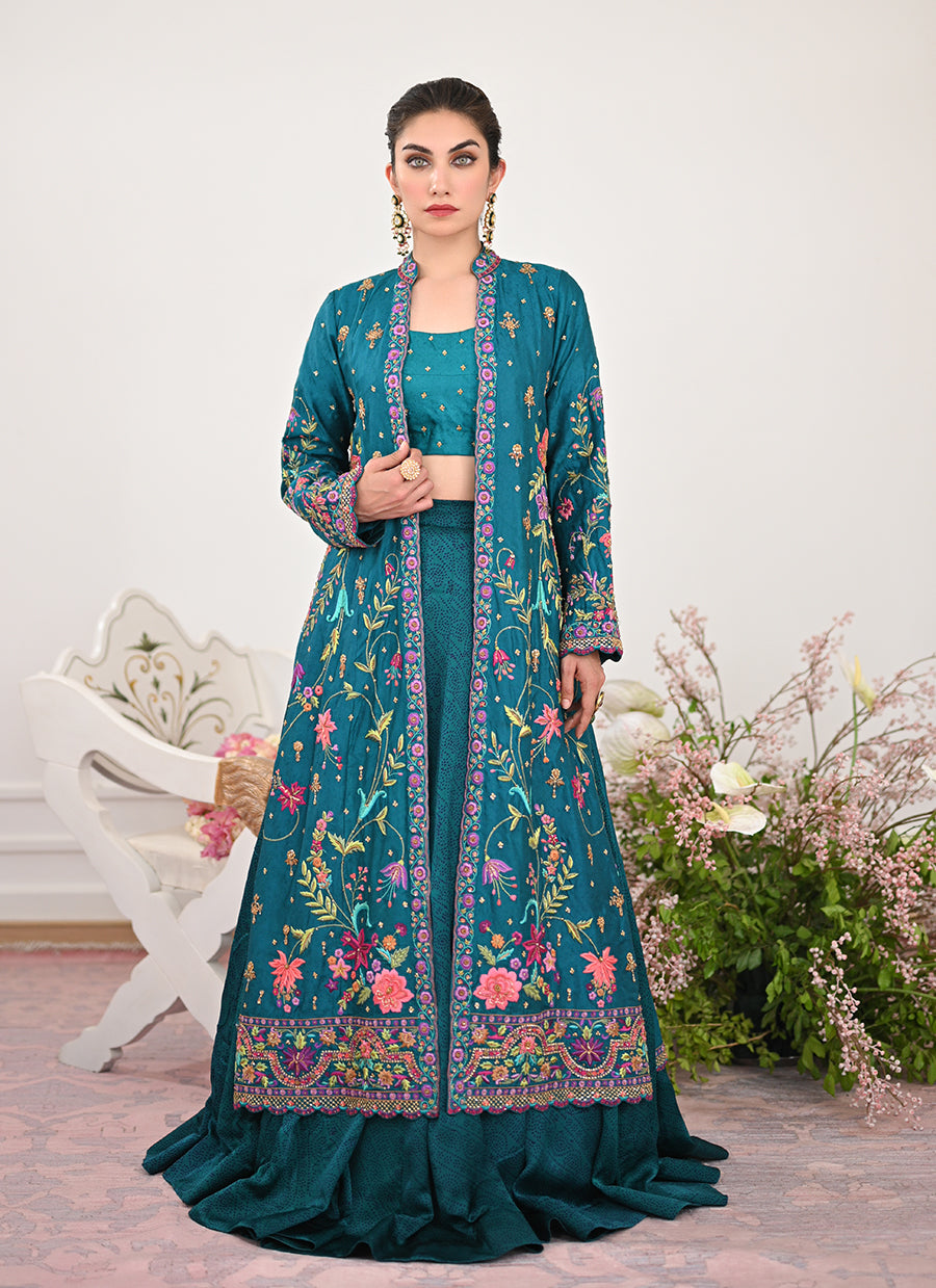 Elara Single Dhaagha Jacket With Block Printed Lehnga