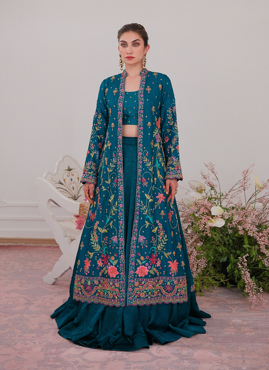 Elara Single Dhaagha Jacket With Block Printed Lehnga