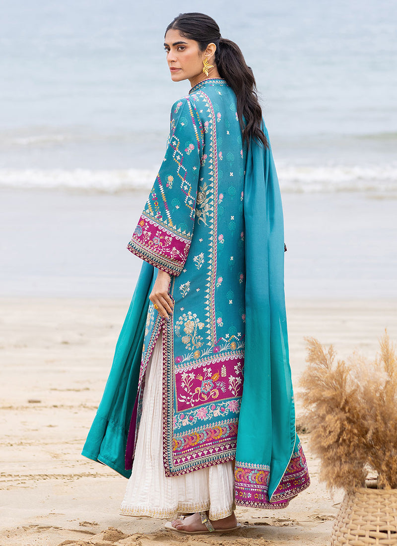Oceana Teal Shirt and Dupatta