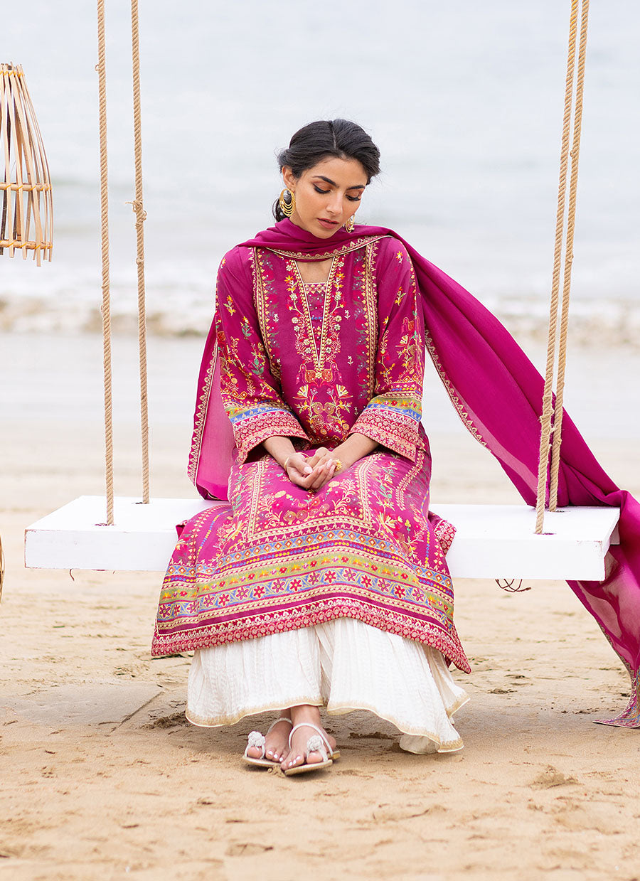 Aelia Magenta Kurta and Dupatta