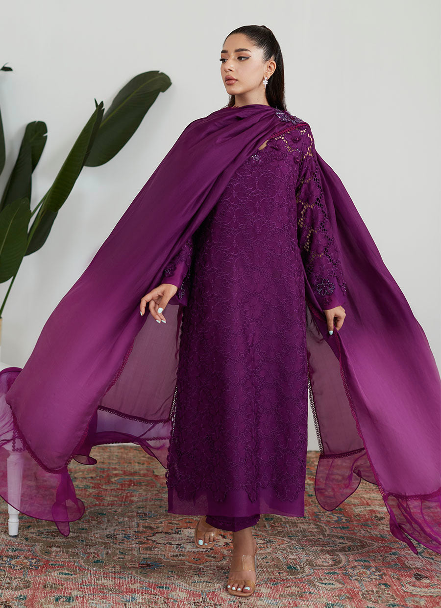 Sangria Silk Cutwork Shirt with Pre Draped Dupatta