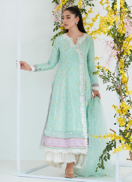 Alicia Mint Angarkha with Organza Dupatta