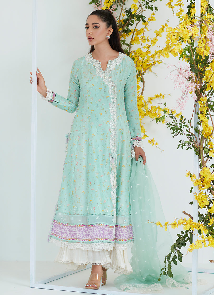 Alicia Mint Angarkha with Organza Dupatta