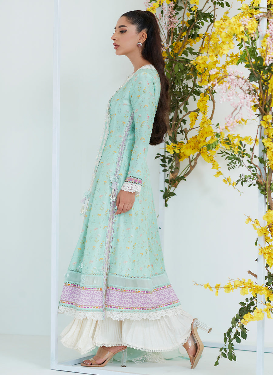 Alicia Mint Angarkha with Organza Dupatta