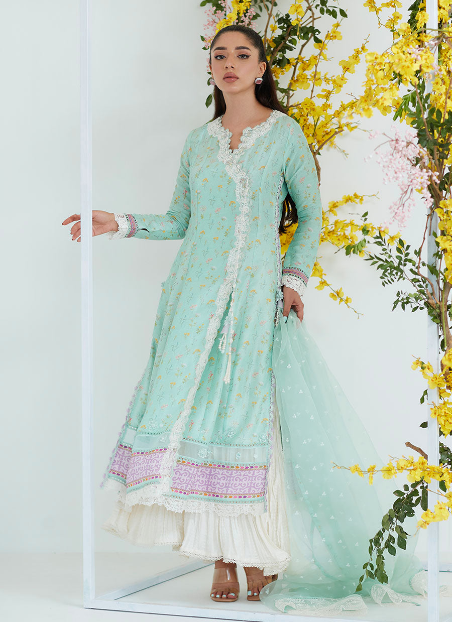 Alicia Mint Angarkha with Organza Dupatta