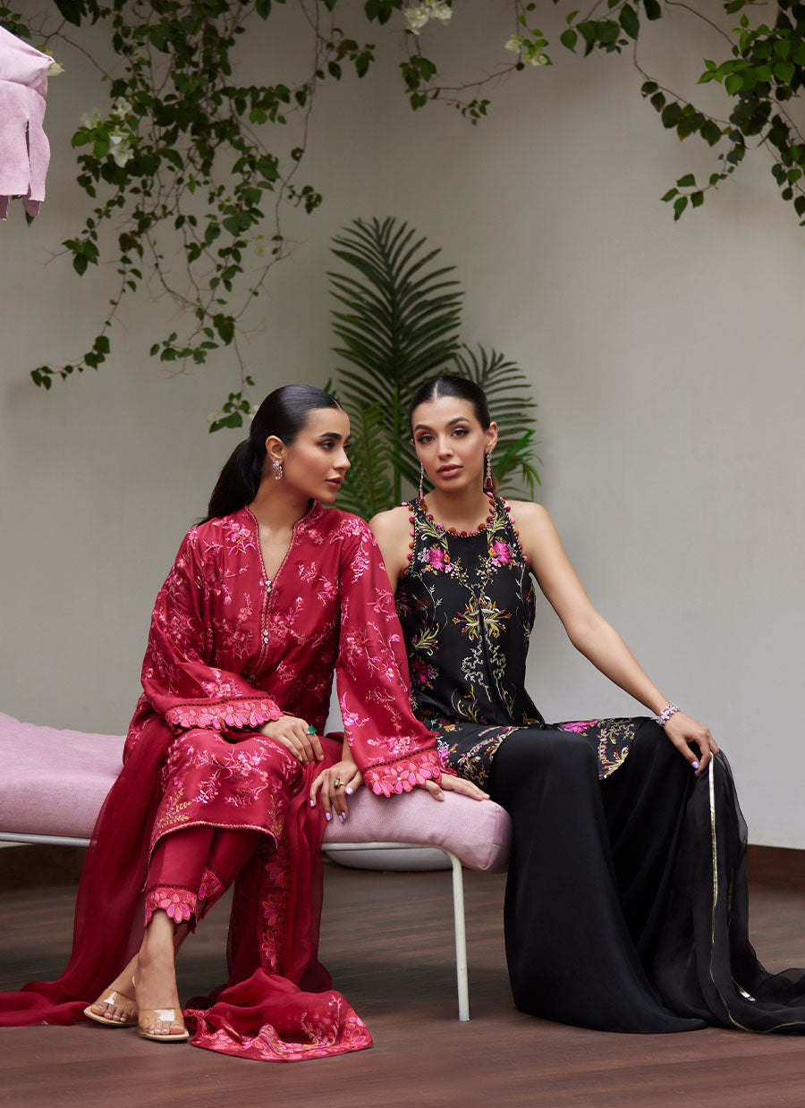 Dinara Scarlett Embroidered Shirt and Dupatta