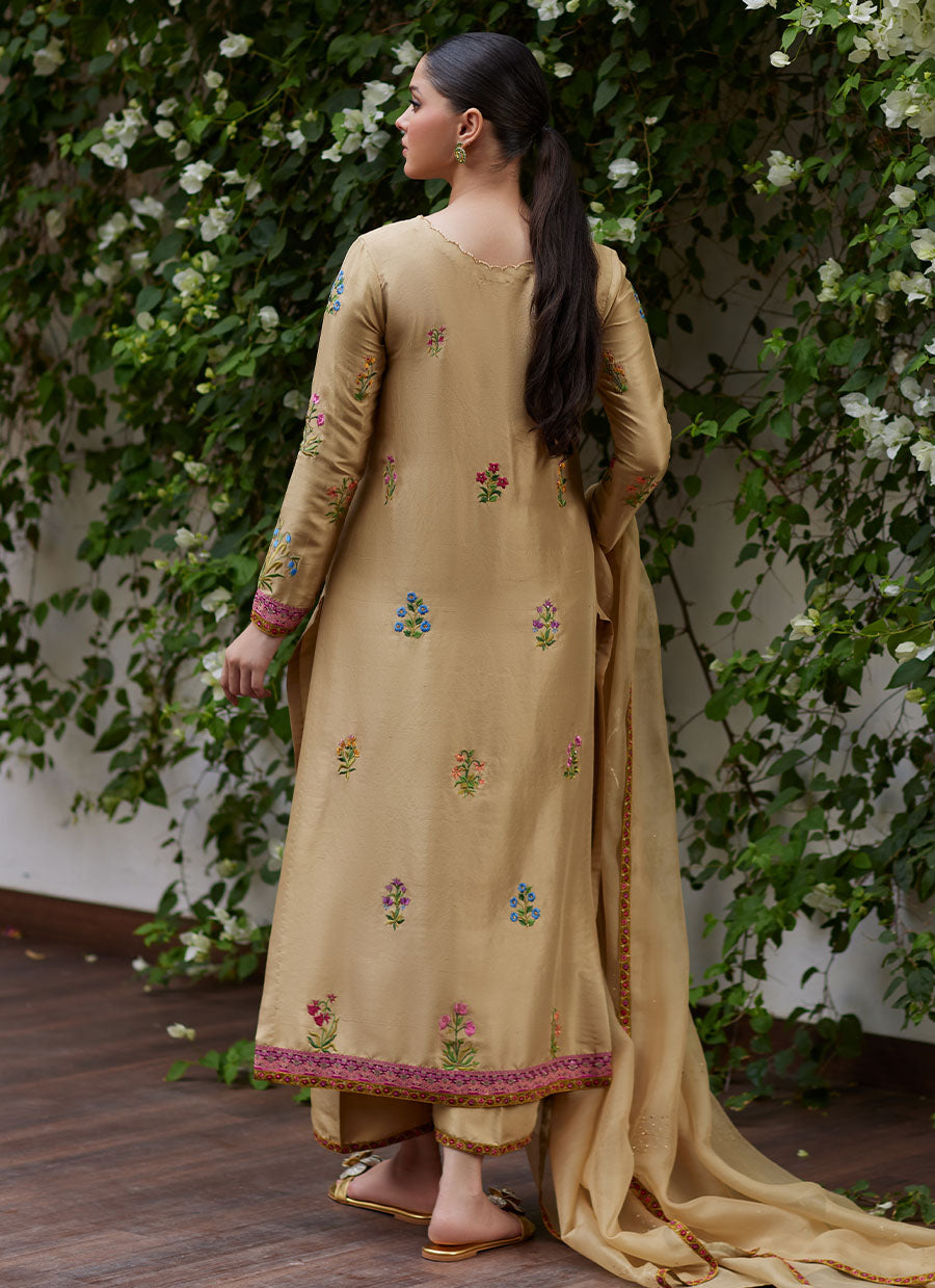 Sintra Embroidered Raw Silk Shirt and Dupatta