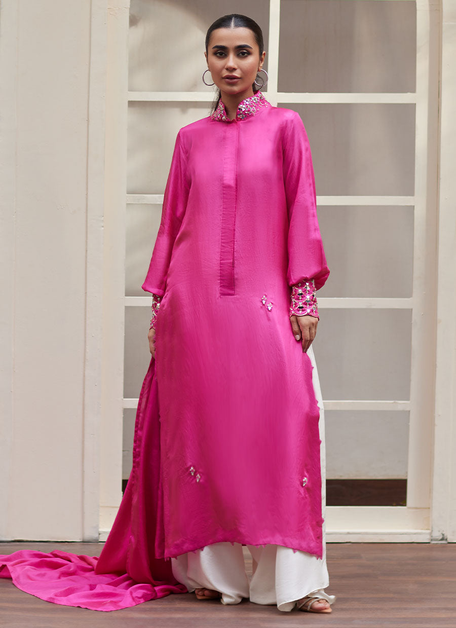 Vanka Fuschia Raw Silk Shirt