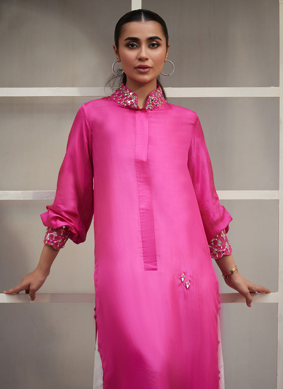 Vanka Fuschia Raw Silk Shirt