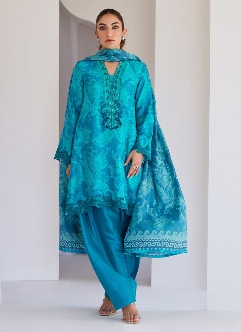 Luna Green Shirt and Dupatta