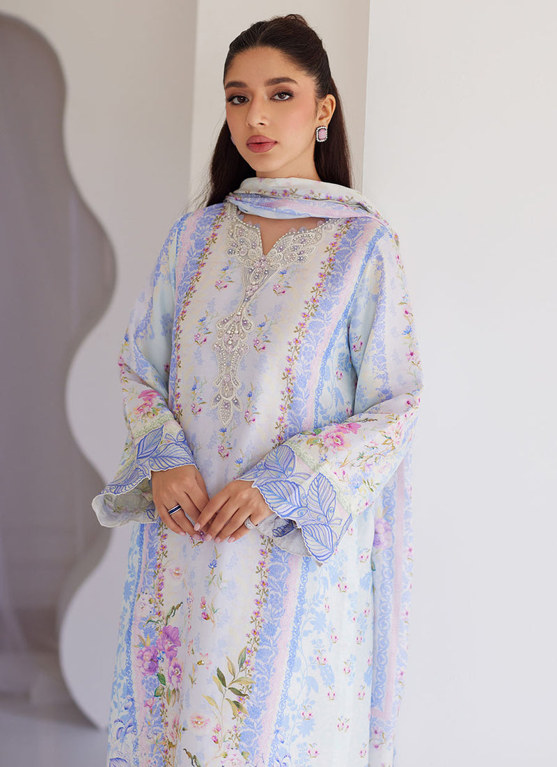 Zorya Ice Blue Shirt and Dupatta