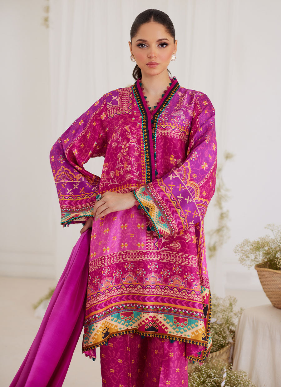 Luz Magenta Shirt And Dupatta