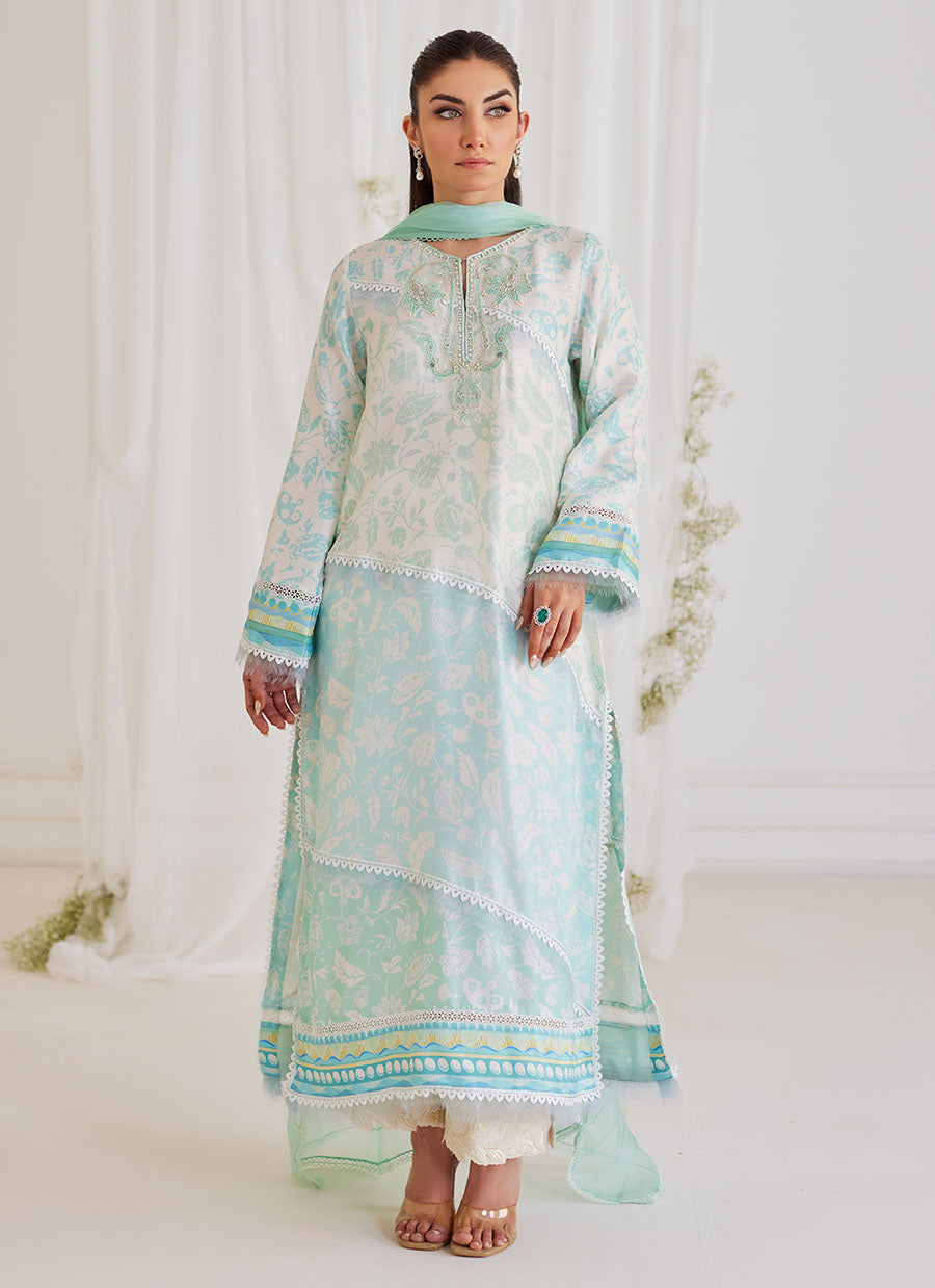 Carman Aqua Shirt And Dupatta