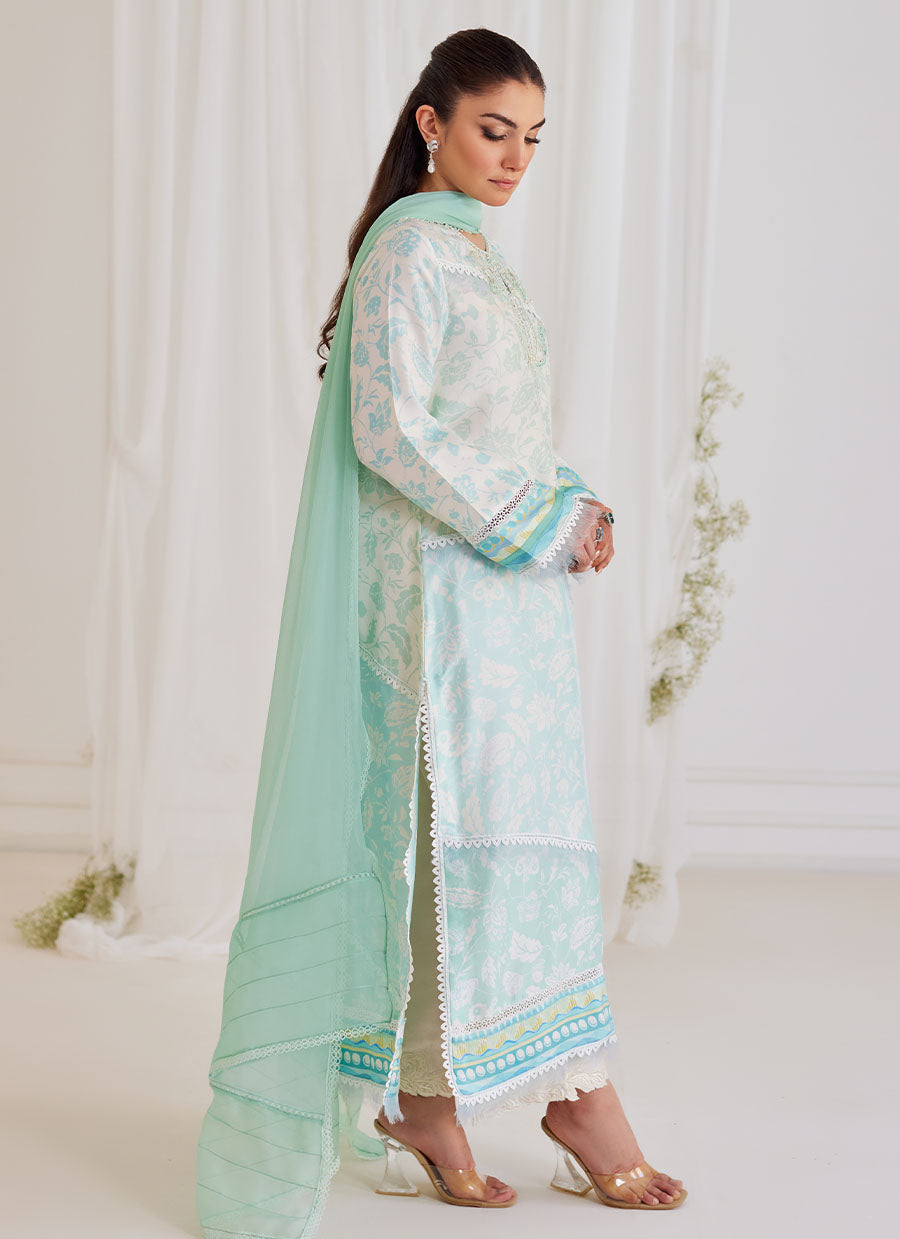 Carman Aqua Shirt And Dupatta