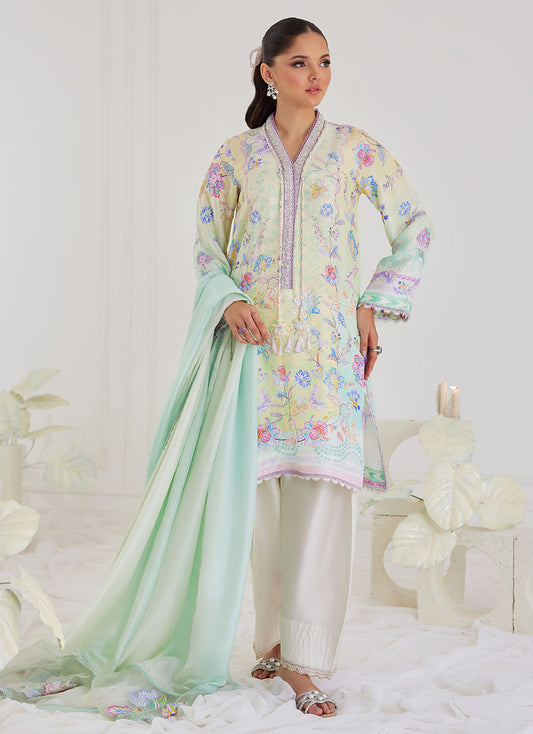 Paz Aqua Shirt And Dupatta