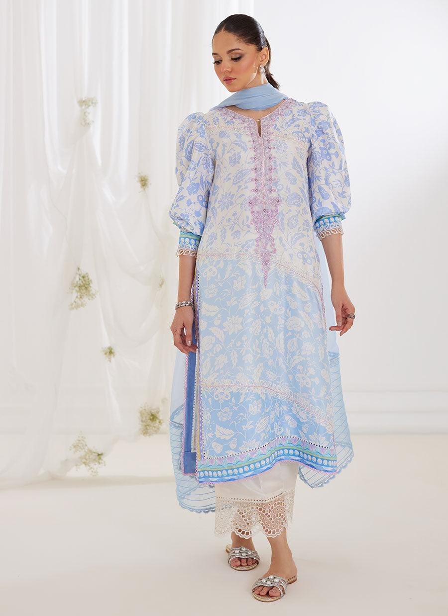 Aurelia Ice Blue Shirt And Dupatta