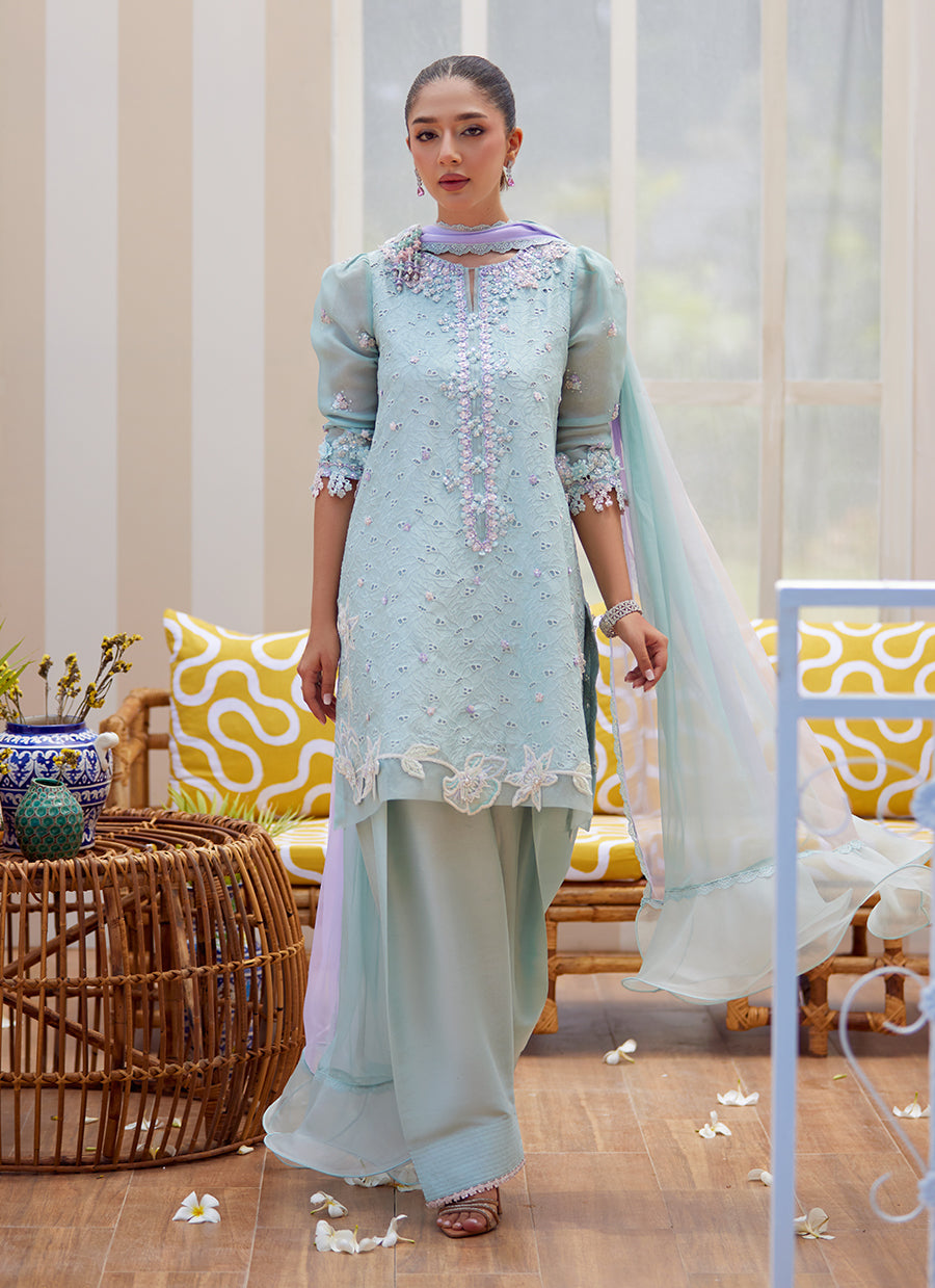 Noa Ice Blue Shirt and Dupatta