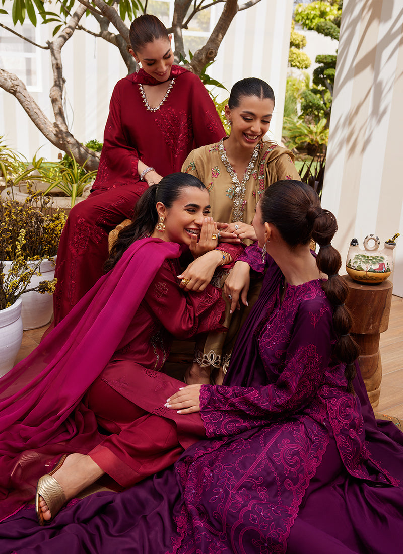 Aiko Burgundy Shirt and Dupatta