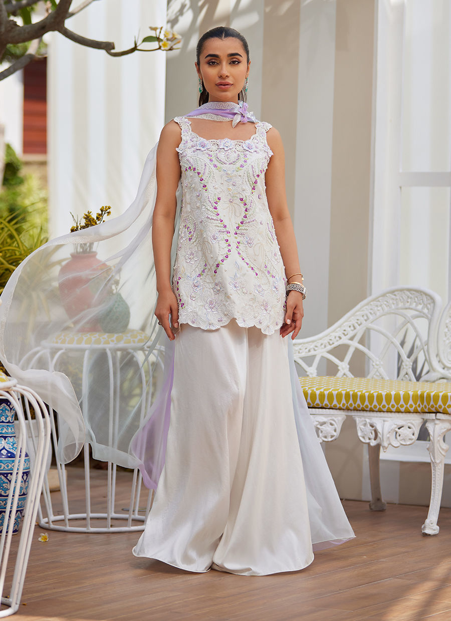 Amora Ivory Shirt, Pants And Dupatta
