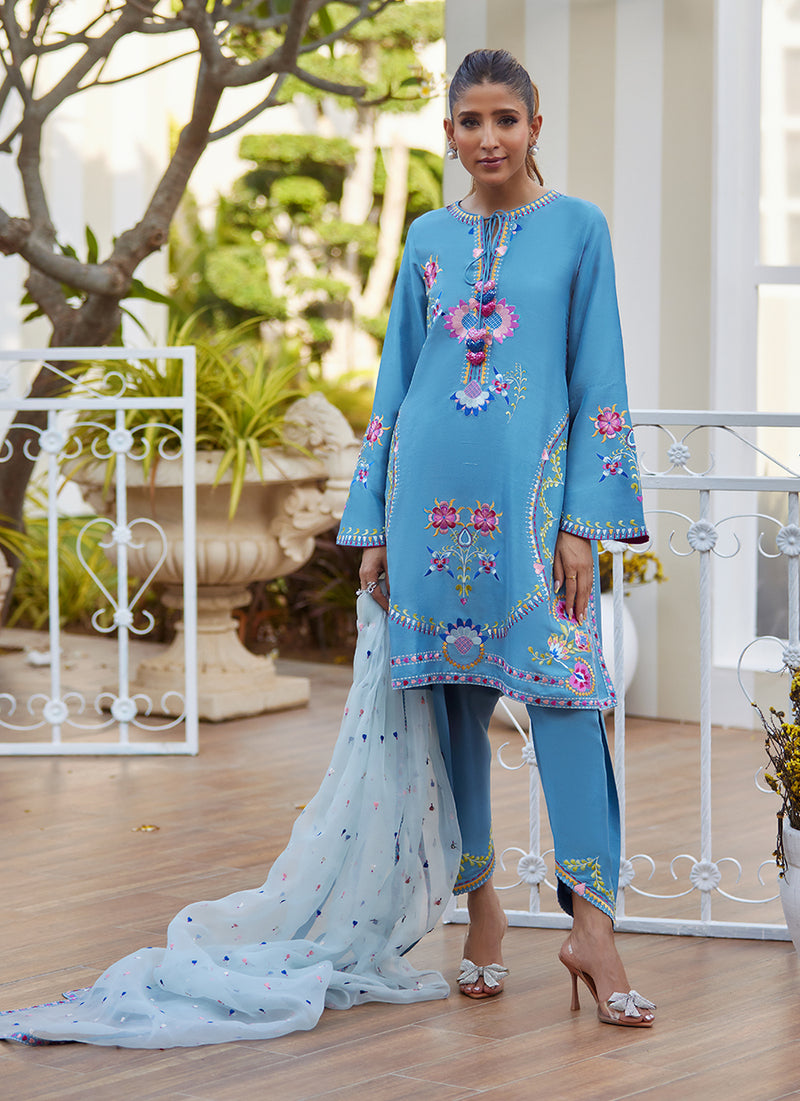 Nyssa Blue Shirt and Dupatta
