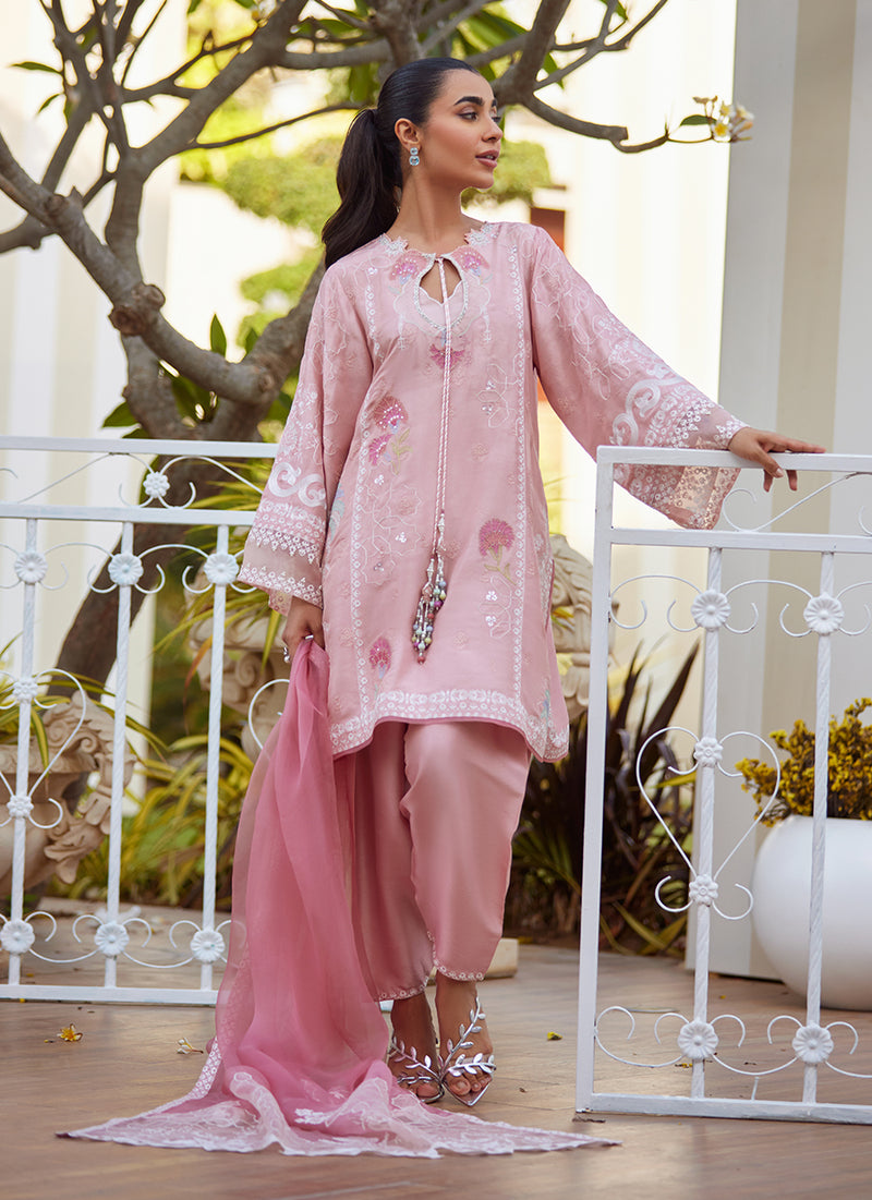 Jovie Tea Pink Shirt and Dupatta