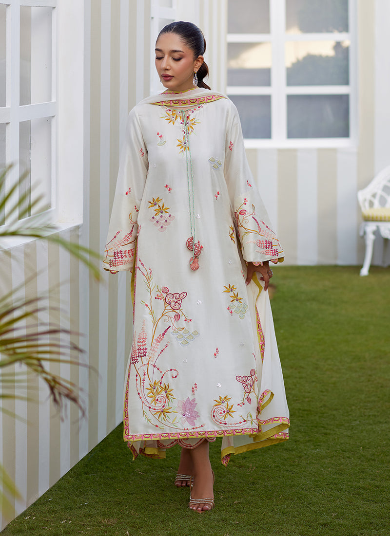 Mireza Ivory Shirt and Dupatta