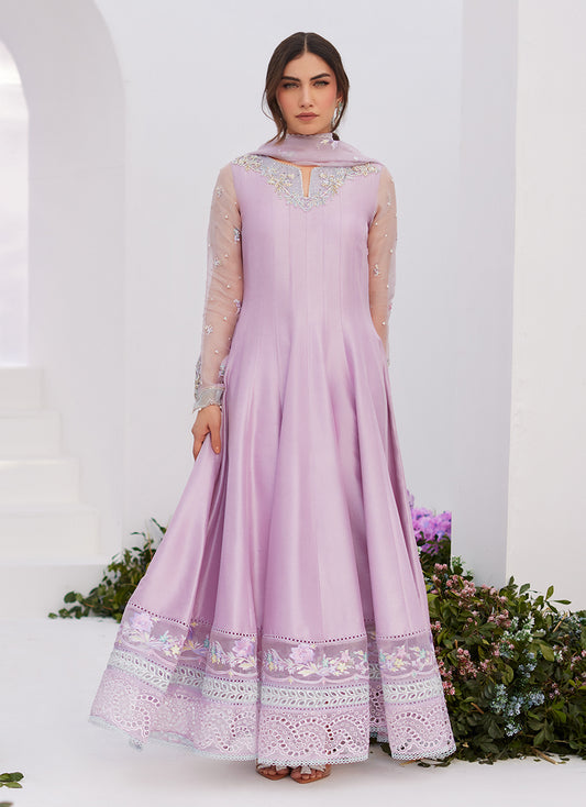 Manon Lilac Embellished Raw Silk Kalidaar