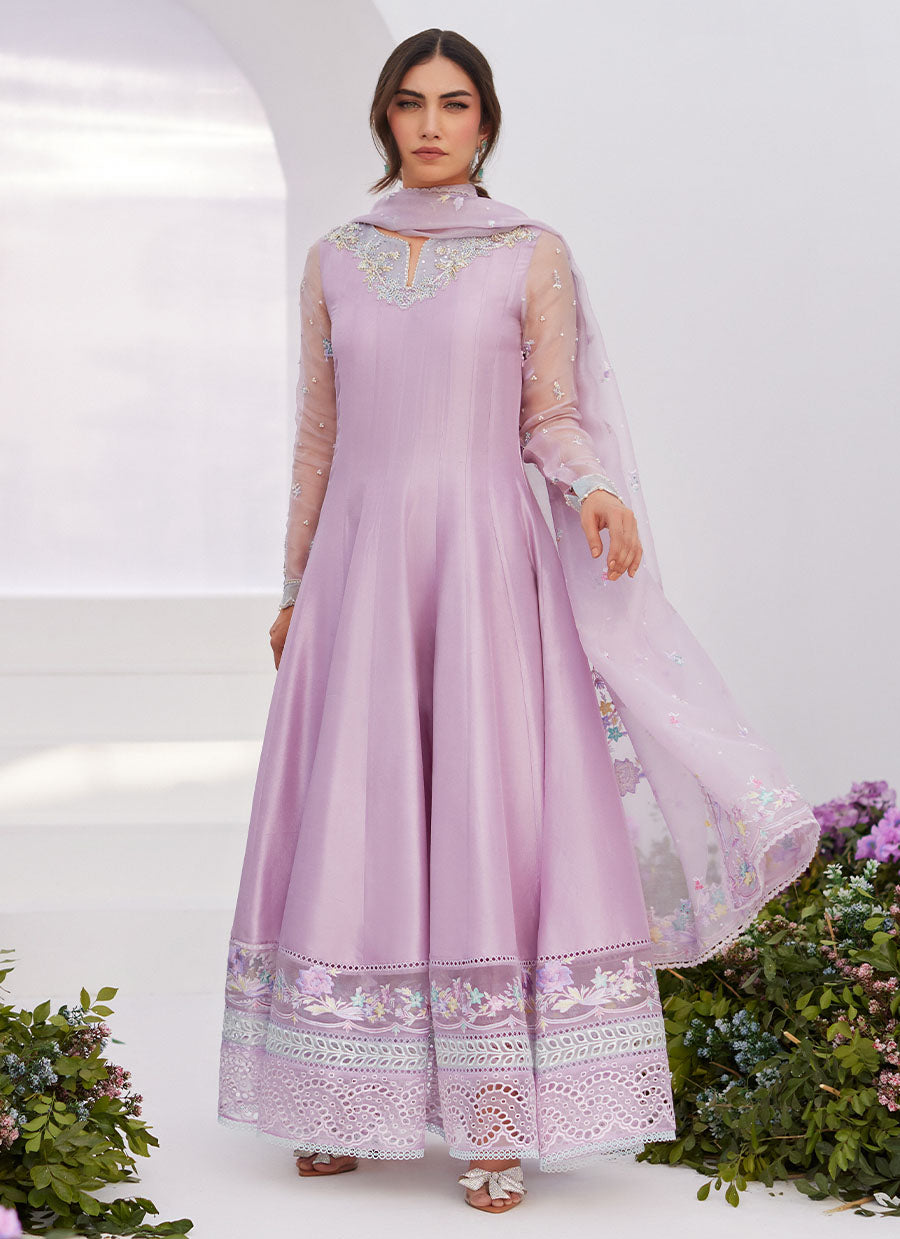 Manon Lilac Embellished Raw Silk Kalidaar