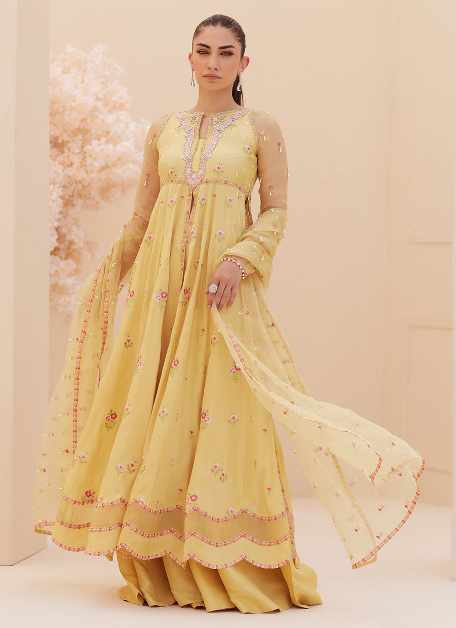 Buttercup Silk Kalidaar and Dupatta