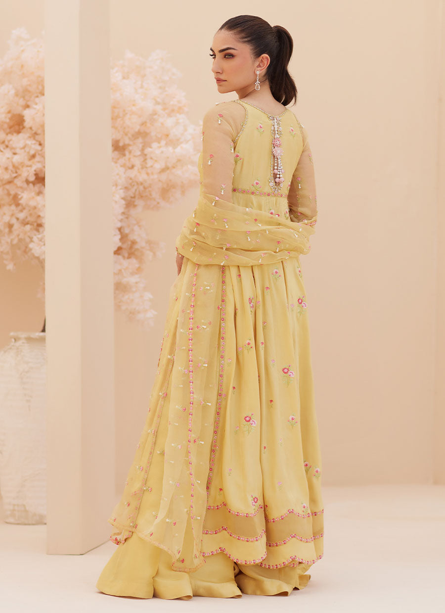Buttercup Silk Kalidaar and Dupatta