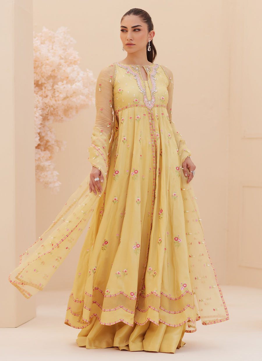 Buttercup Silk Kalidaar and Dupatta