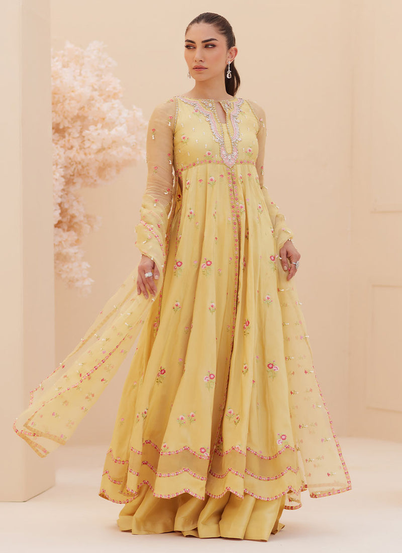 Buttercup Silk Kalidaar and Dupatta