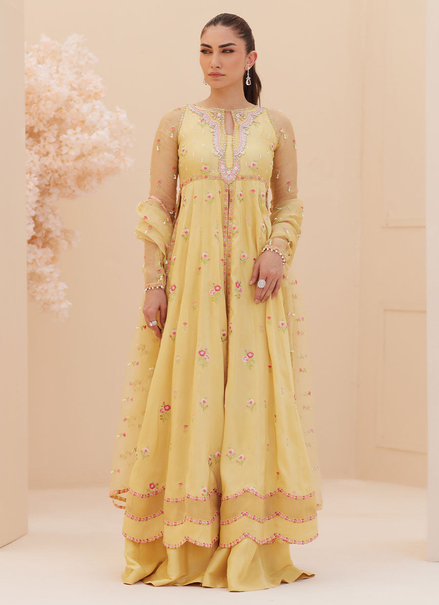 Buttercup Silk Kalidaar and Dupatta