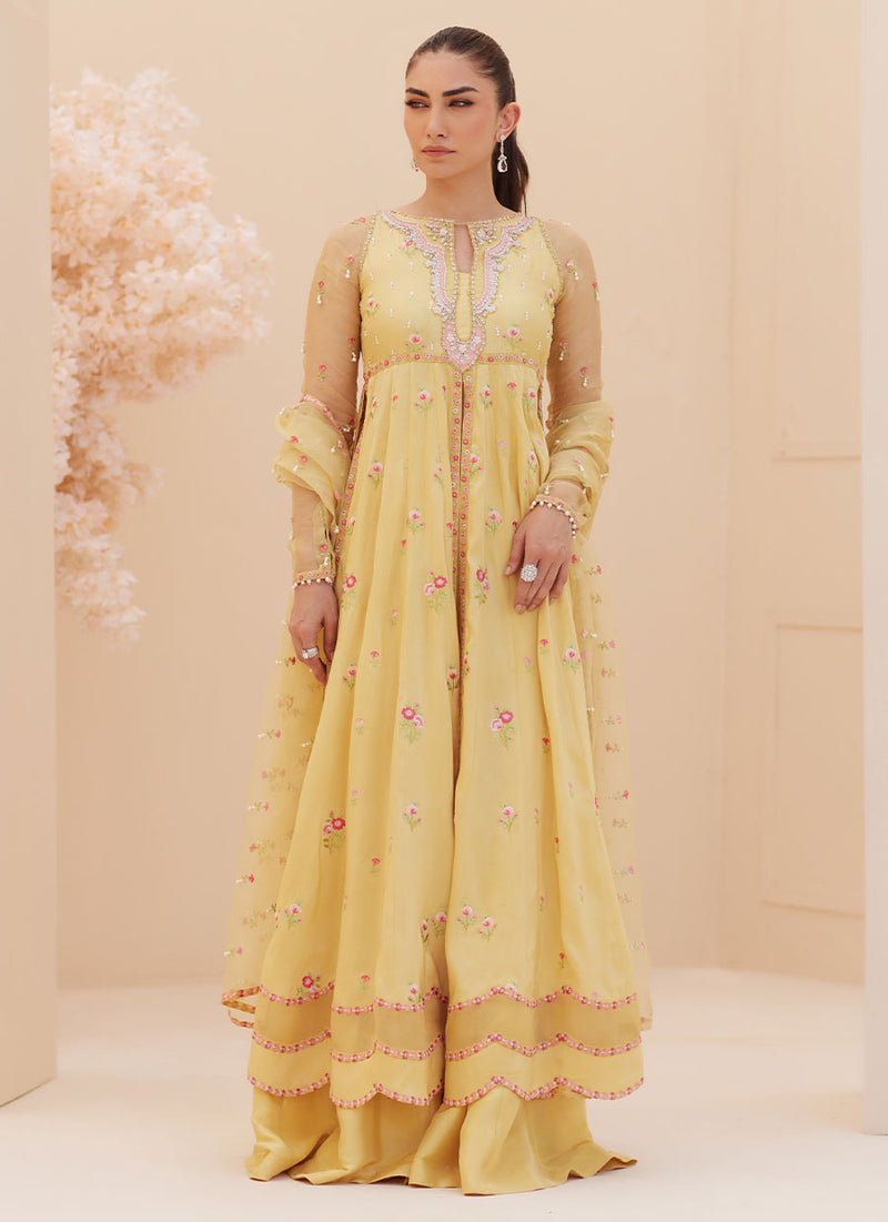 Buttercup Silk Kalidaar and Dupatta