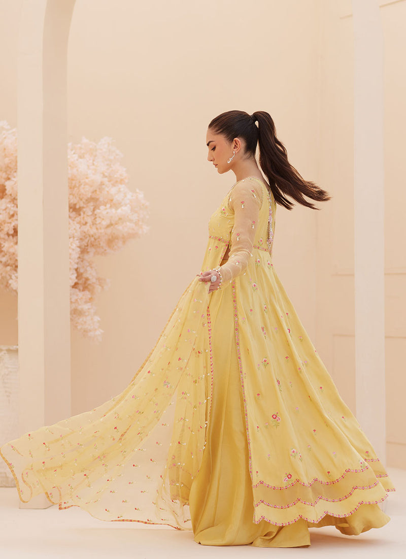 Buttercup Silk Kalidaar and Dupatta