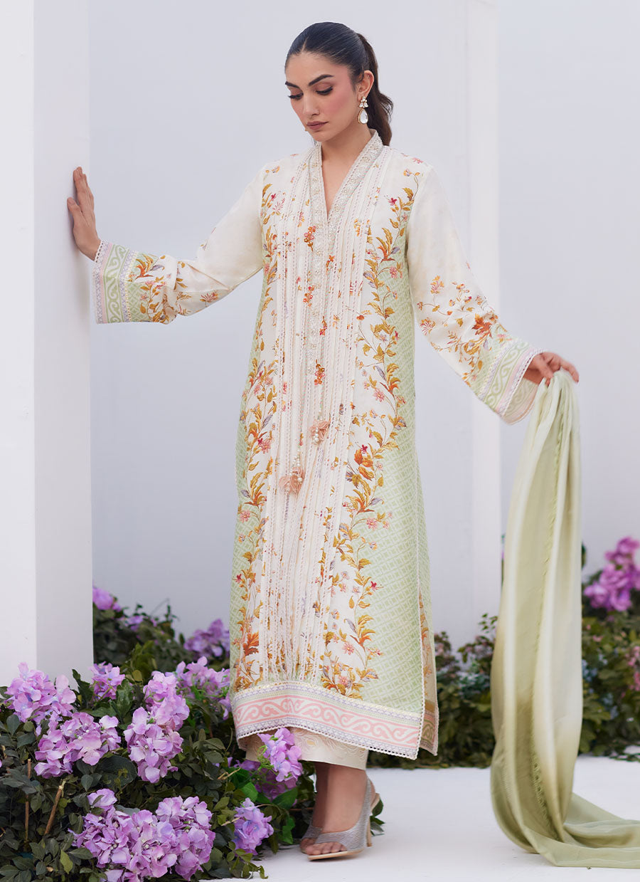 Sage Trellis Shirt and Dupatta