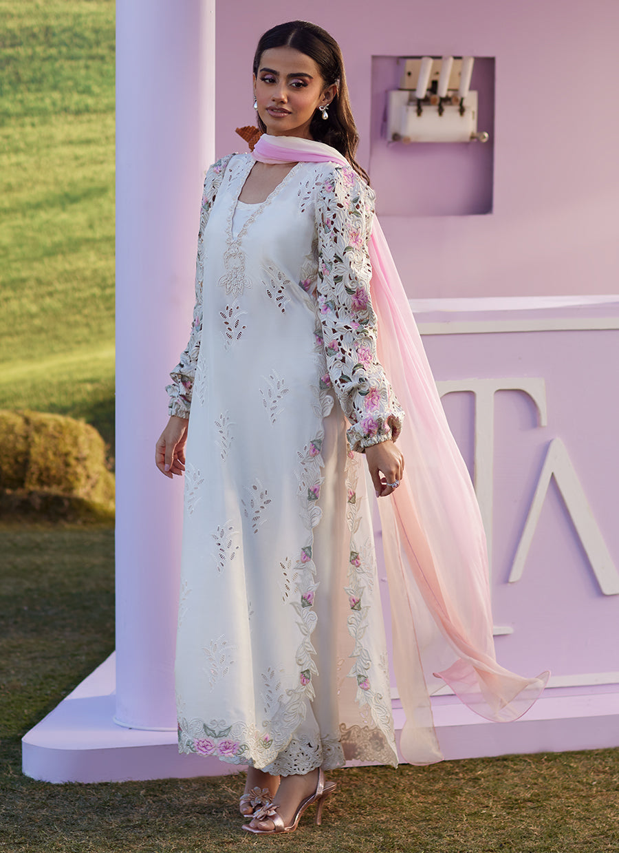 Rose Lace Shirt and Dupatta