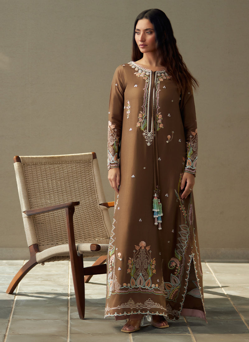 Enia Espresso Silk Kaftan