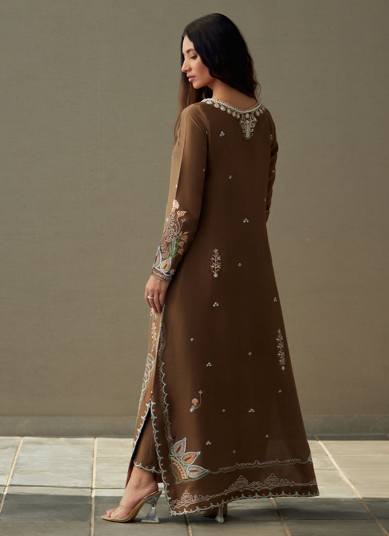 Enia Espresso Silk Kaftan