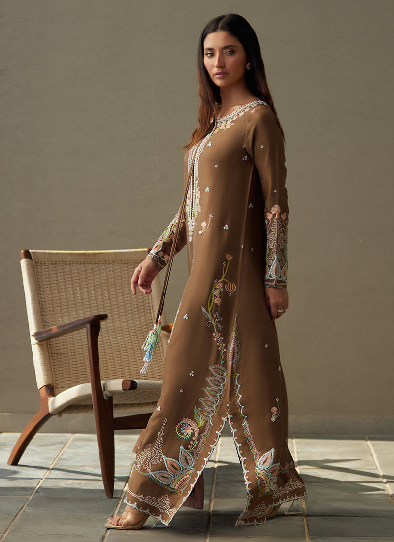 Enia Espresso Silk Kaftan