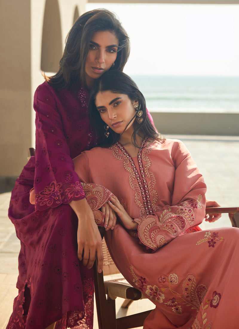 Nami Coral Silk Kaftan