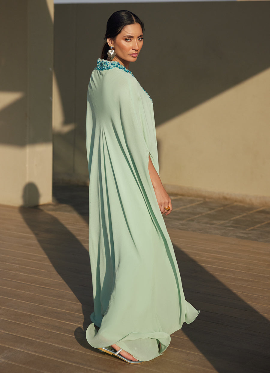 Nika Iceblue Chiffon Kaftan
