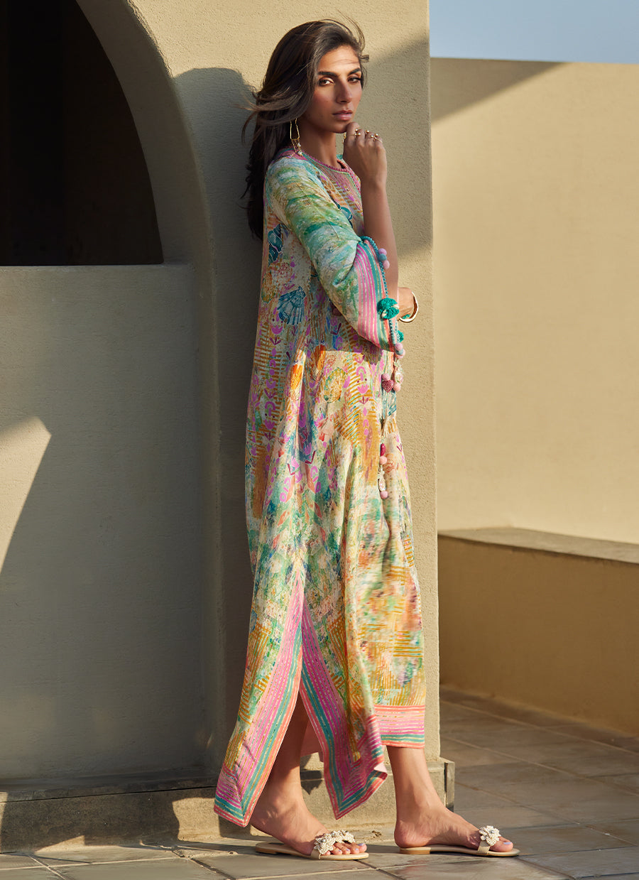 Riviera Rose Crepe Kaftan