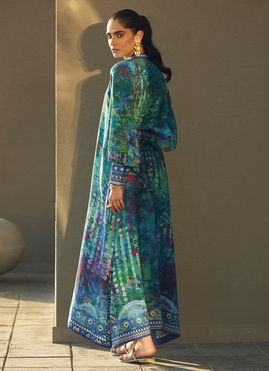 Tulum Blue Crepe Kaftan