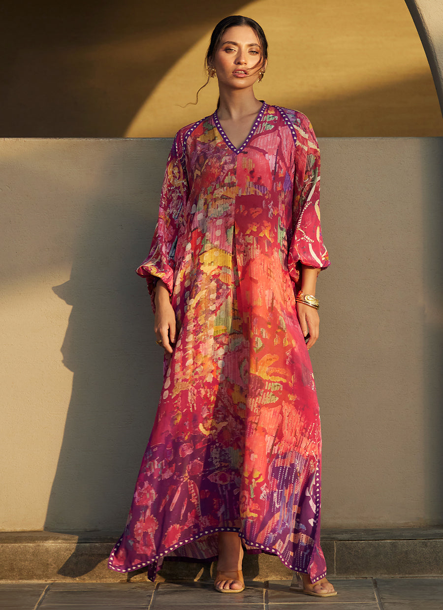Mischa Magenta Crepe Kaftan