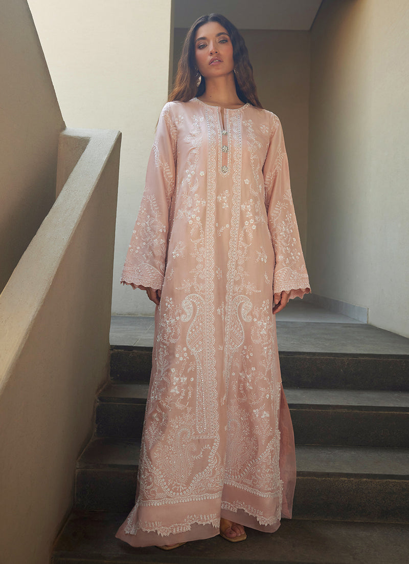 Nami Pale Pink Silk Kaftan