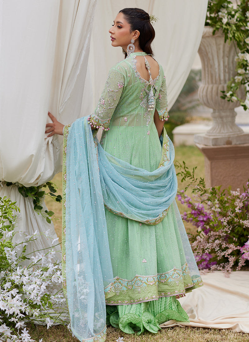 Viola Sage Green Shirt And Aqua Dupatta