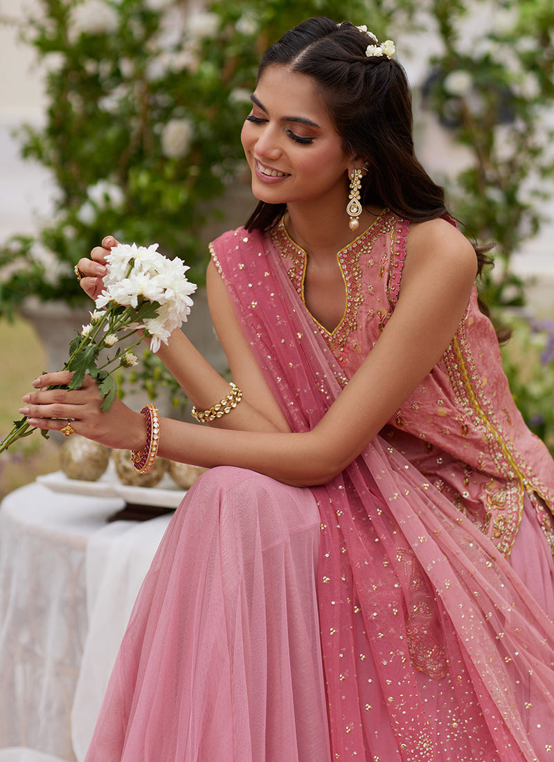 Roselin Pink Short Shirt And Dhaka