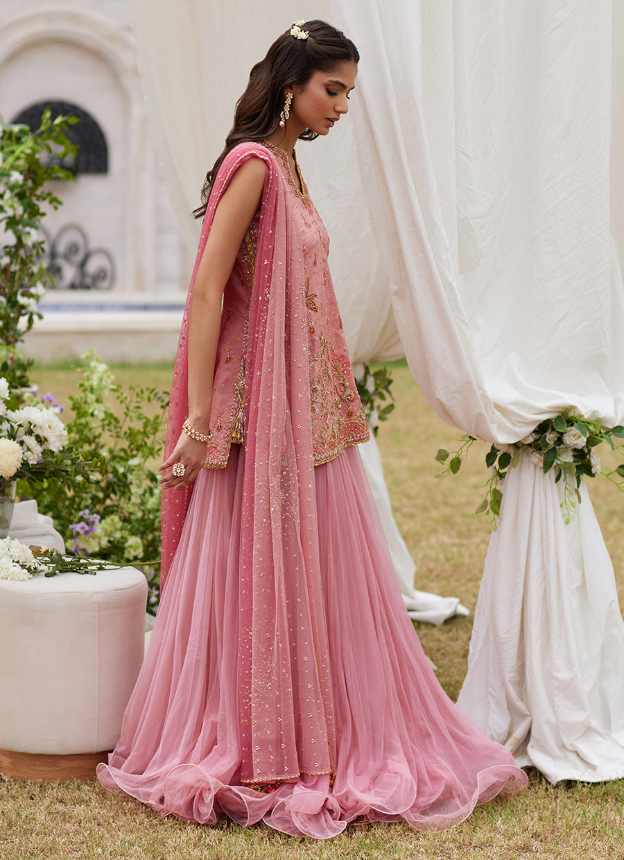 Roselin Pink Short Shirt And Dhaka