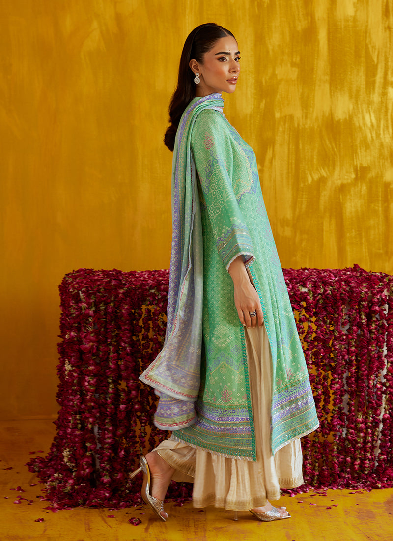 Arina Aqua Shirt And Dupatta
